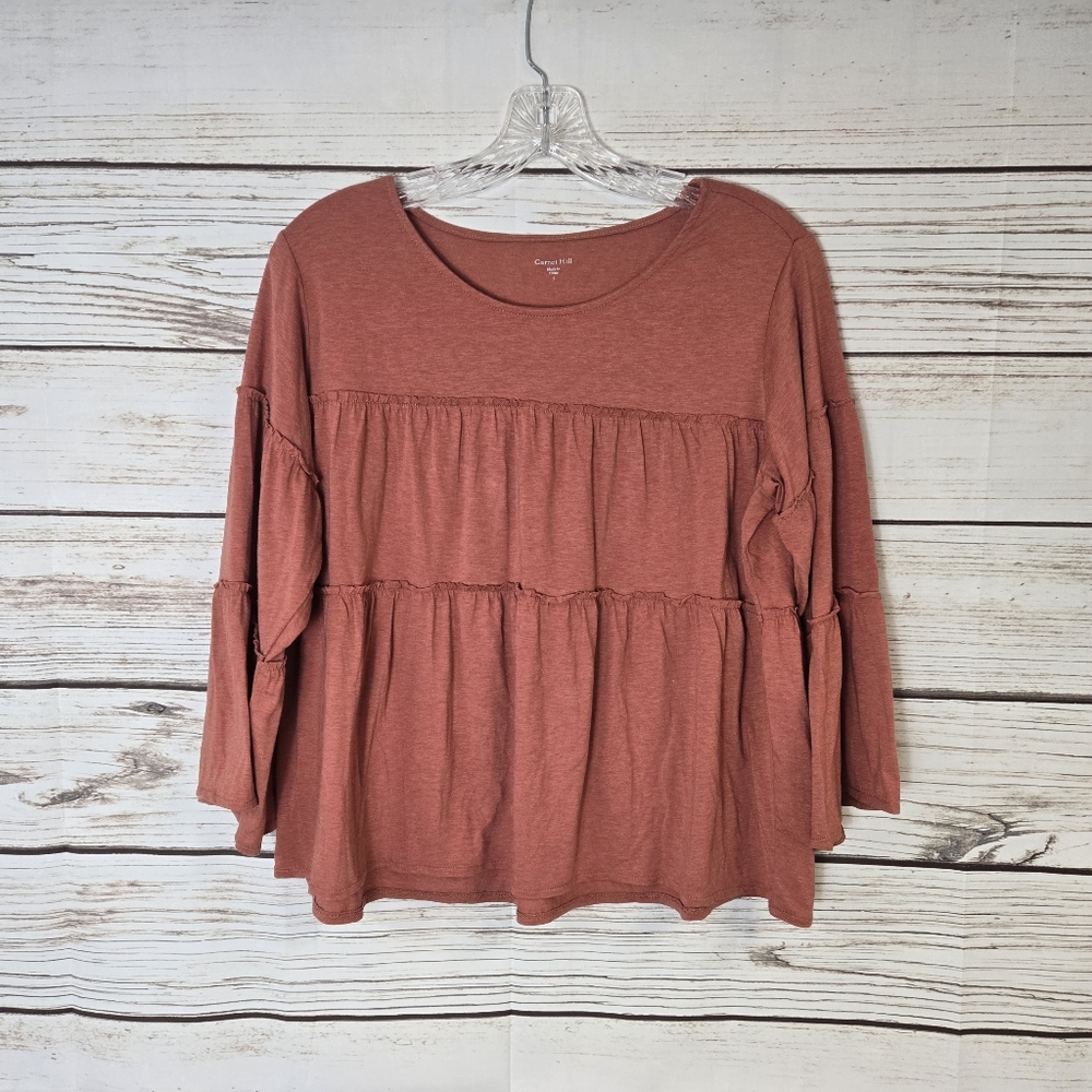 Garnet Hill Boho Ruffled Babydoll Top Size Small